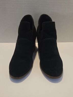 Dressy BearPaw Black Suede Slip-On Ankle Boots With Block Heal